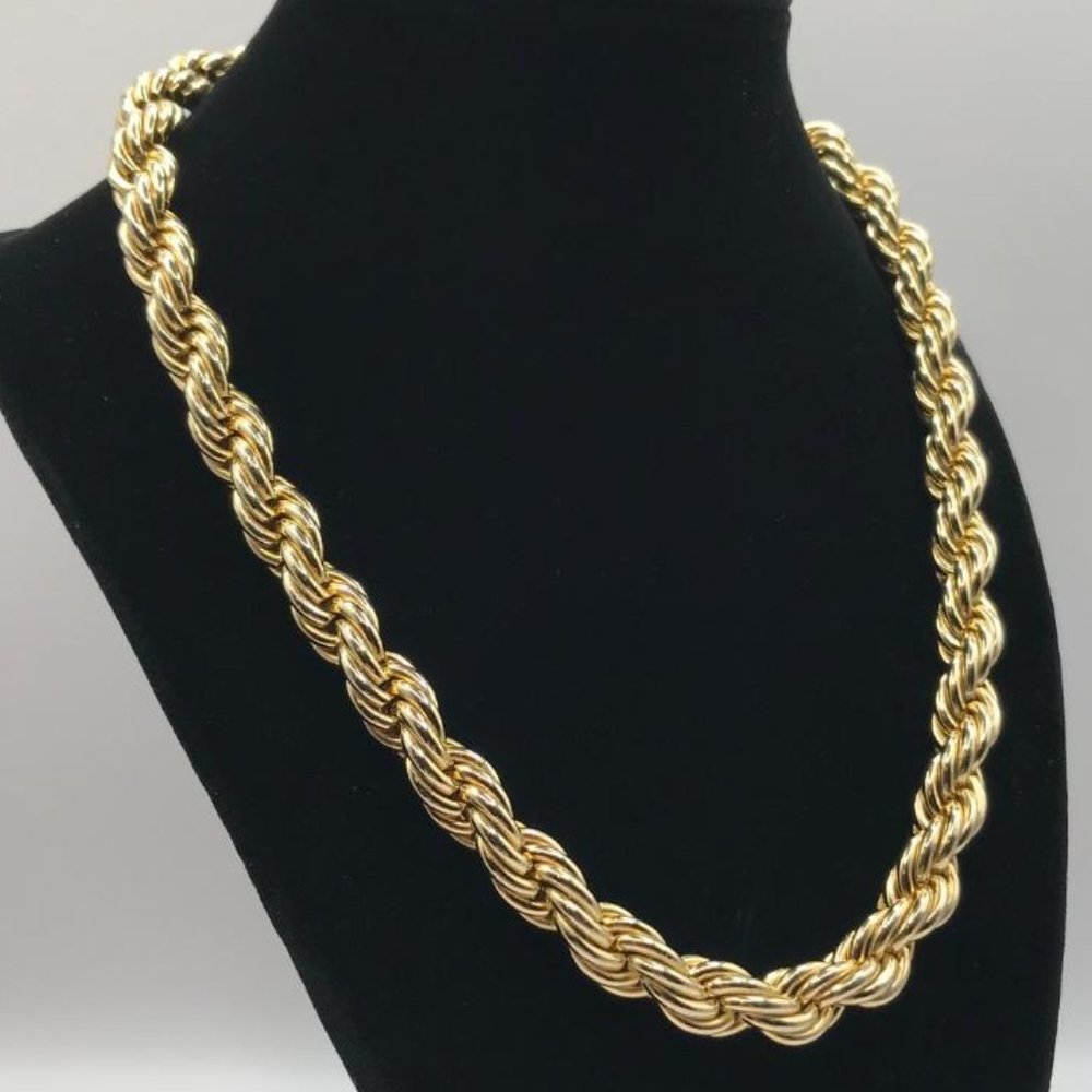 Thick Gold-Tone Rope Twist Chain Necklace - Picture 2 of 8